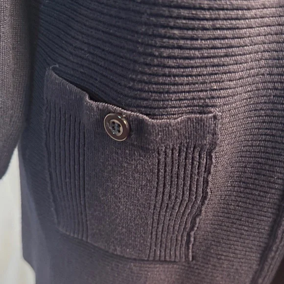 Women's NavyOpen Front Sweater - Picture 4 of 5